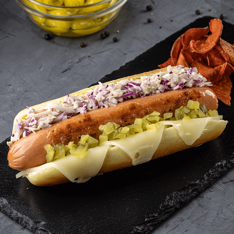 Hotdog con Salchicha Frankfurt y Coleslaw