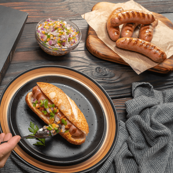 Choripán con salsa Rockefeller de tocino